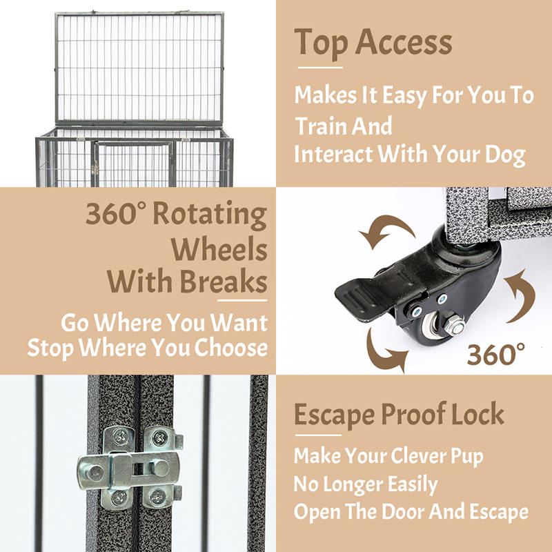 শীর্ষ টিউব ফোল্ডেবল ধাতব কুকুর খাঁচা খুলুন শীর্ষ টিউব ফোল্ডেবল ধাতব কুকুর খাঁচা খুলুন