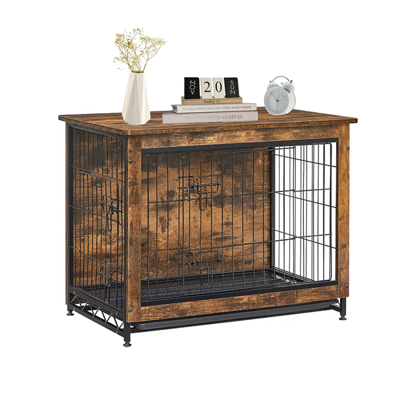 দেহাতি বাদামী ইনডোর কাঠের আসবাবের স্টাইল কুকুর খাঁচা দেহাতি বাদামী ইনডোর কাঠের আসবাবের স্টাইল কুকুর খাঁচা