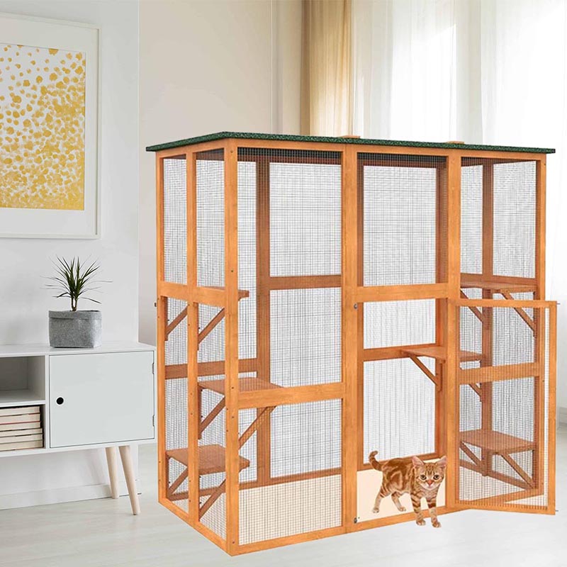 Outdoor Wooden Cat House Waterproof Cat Cage Villa Outdoor Wooden Cat House Waterproof Cat Cage Villa