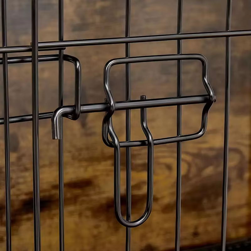 দেহাতি বাদামী ইনডোর কাঠের আসবাবের স্টাইল কুকুর খাঁচা দেহাতি বাদামী ইনডোর কাঠের আসবাবের স্টাইল কুকুর খাঁচা