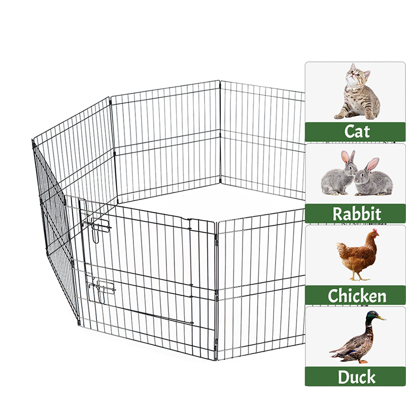 শীর্ষ কভার এবং নীচের প্যাড সহ 8-প্যানেল ফোল্ডেবল তারের ধাতব কুকুর প্লেপেন শীর্ষ কভার এবং নীচের প্যাড সহ 8-প্যানেল ফোল্ডেবল তারের ধাতব কুকুর প্লেপেন