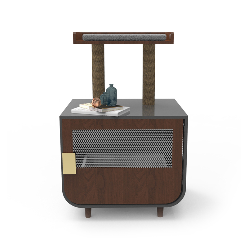 লিটার ক্যাবিনেটের সাথে কাঠের লুকানো ওয়াশরুমের আসবাবের বিড়াল খাঁচা