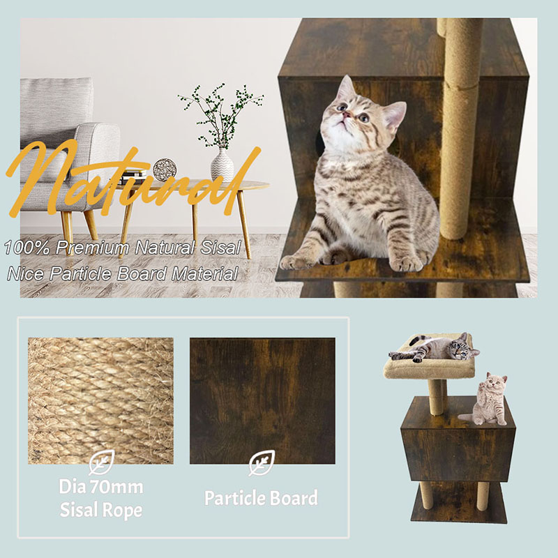 কাঠের টাওয়ার ক্যাট হাউস সিসাল স্ক্র্যাচিং পোস্ট ক্যাট ট্রি ক্লাইম্বিং ফ্রেম কাঠের টাওয়ার ক্যাট হাউস সিসাল স্ক্র্যাচিং পোস্ট ক্যাট ট্রি ক্লাইম্বিং ফ্রেম
