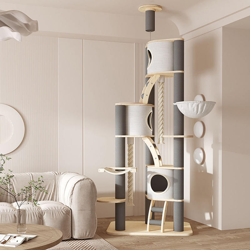 টাওয়ার মেঝে থেকে সিলিং ইনডোর সলিড কাঠের ক্লাইম্বিং ফ্রেম বিড়াল গাছ টাওয়ার মেঝে থেকে সিলিং ইনডোর সলিড কাঠের ক্লাইম্বিং ফ্রেম বিড়াল গাছ