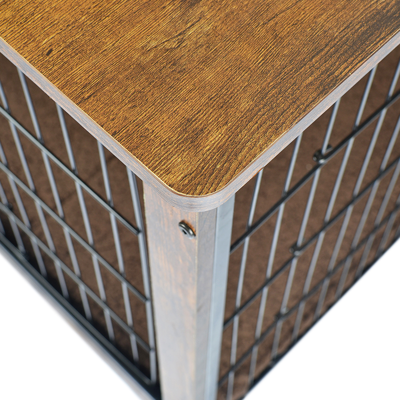 ইনডোর কাঠের আসবাবের স্টাইল কুকুর খাঁচা কুশন এবং চাকা সহ ইনডোর কাঠের আসবাবের স্টাইল কুকুর খাঁচা কুশন এবং চাকা সহ