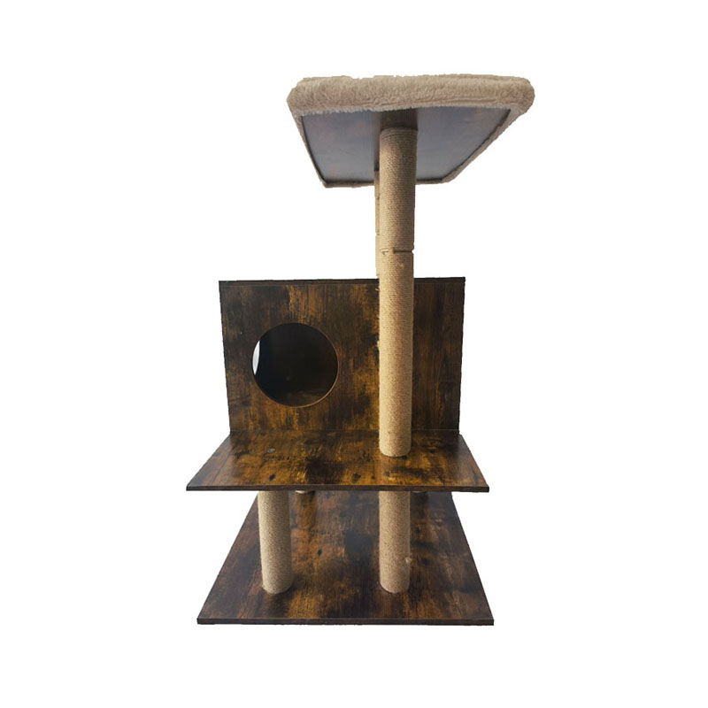 কাঠের টাওয়ার ক্যাট হাউস সিসাল স্ক্র্যাচিং পোস্ট ক্যাট ট্রি ক্লাইম্বিং ফ্রেম