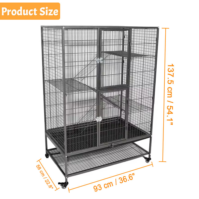 চাকা সহ বড় ভারী শুল্ক 2/3/4-স্তরের ধাতব ইনডোর টিউব ক্যাট খাঁচা চাকা সহ বড় ভারী শুল্ক 2/3/4-স্তরের ধাতব ইনডোর টিউব ক্যাট খাঁচা