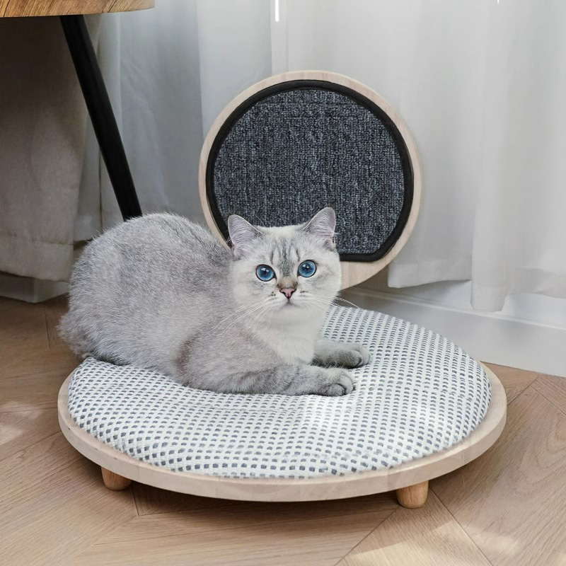 স্ক্র্যাচিং বোর্ড সহ সলিড কাঠের আরামদায়ক বিড়াল বিছানা বাসা স্ক্র্যাচিং বোর্ড সহ সলিড কাঠের আরামদায়ক বিড়াল বিছানা বাসা