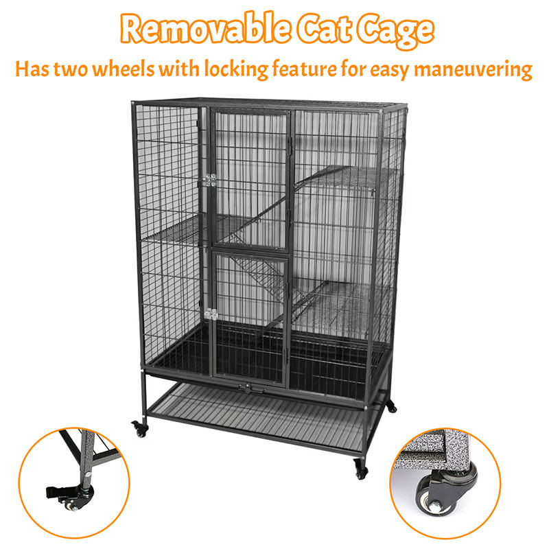 চাকা সহ বড় ভারী শুল্ক 2/3/4-স্তরের ধাতব ইনডোর টিউব ক্যাট খাঁচা চাকা সহ বড় ভারী শুল্ক 2/3/4-স্তরের ধাতব ইনডোর টিউব ক্যাট খাঁচা