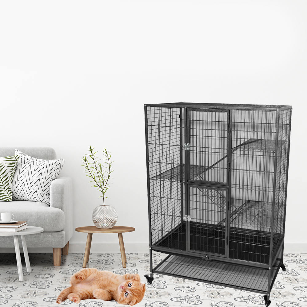 চাকা সহ বড় ভারী শুল্ক 2/3/4-স্তরের ধাতব ইনডোর টিউব ক্যাট খাঁচা চাকা সহ বড় ভারী শুল্ক 2/3/4-স্তরের ধাতব ইনডোর টিউব ক্যাট খাঁচা