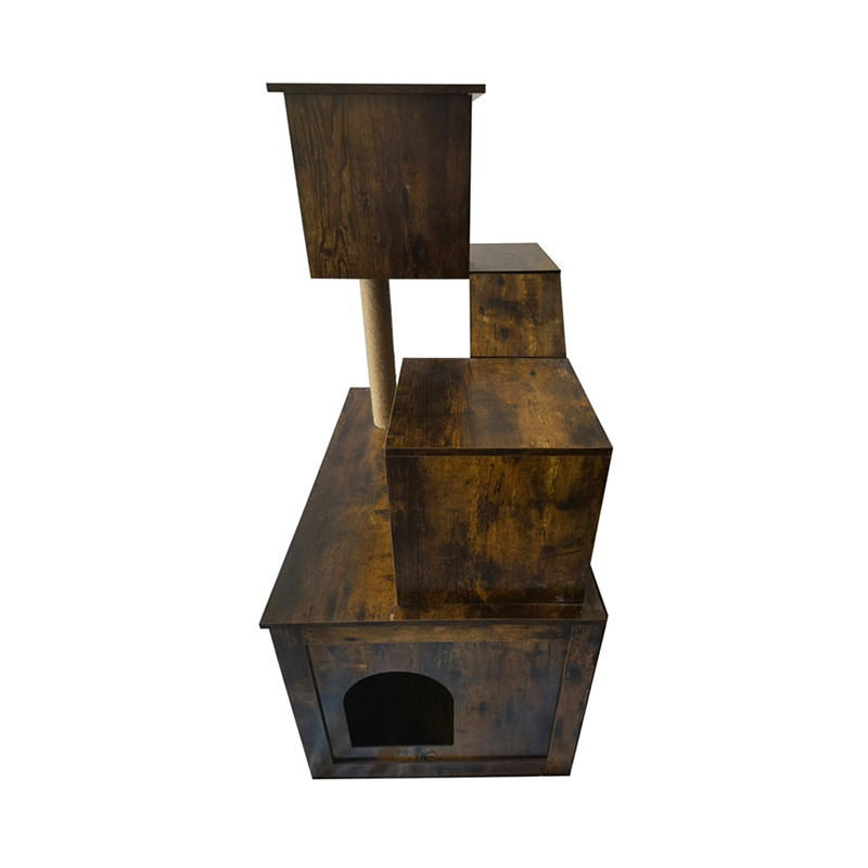 কাঠের বিড়াল হাউস টাওয়ার ইনডোর বিড়াল গাছের আরোহণ ফ্রেম লিটার বক্স সহ কাঠের বিড়াল হাউস টাওয়ার ইনডোর বিড়াল গাছের আরোহণ ফ্রেম লিটার বক্স সহ