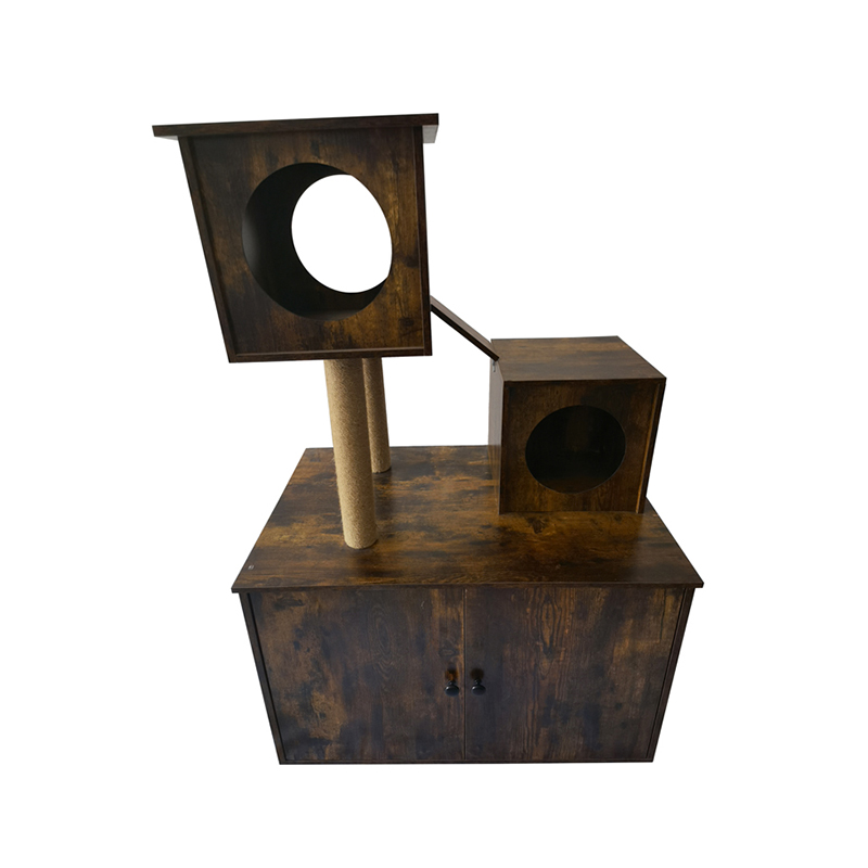 কাঠের বিড়াল হাউস টাওয়ার ইনডোর বিড়াল গাছের আরোহণ ফ্রেম লিটার বক্স সহ কাঠের বিড়াল হাউস টাওয়ার ইনডোর বিড়াল গাছের আরোহণ ফ্রেম লিটার বক্স সহ