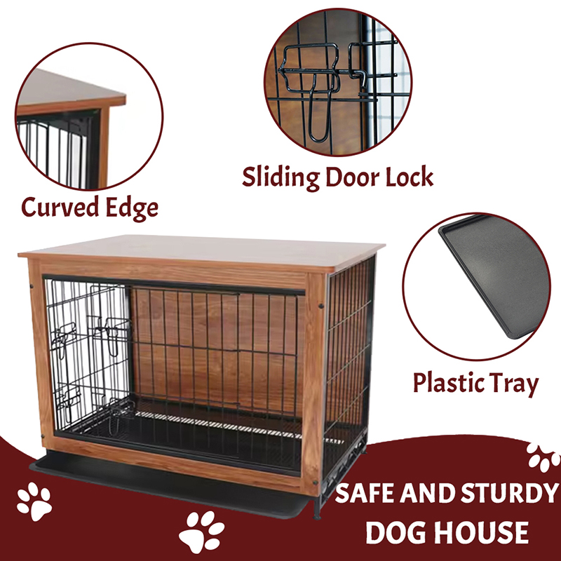 ইনডোর বড় কাঠের ধাতব আসবাবের স্টাইল কুকুর ক্রেট ইনডোর বড় কাঠের ধাতব আসবাবের স্টাইল কুকুর ক্রেট