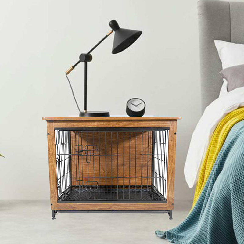 ইনডোর বড় কাঠের ধাতব আসবাবের স্টাইল কুকুর ক্রেট ইনডোর বড় কাঠের ধাতব আসবাবের স্টাইল কুকুর ক্রেট