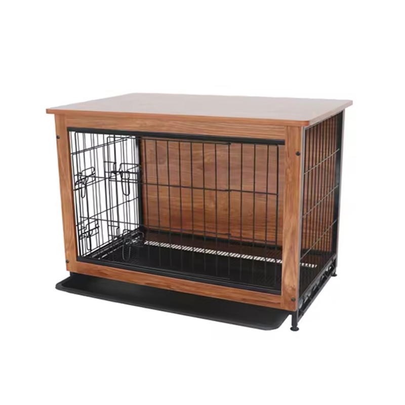 ইনডোর বড় কাঠের ধাতব আসবাবের স্টাইল কুকুর ক্রেট ইনডোর বড় কাঠের ধাতব আসবাবের স্টাইল কুকুর ক্রেট
