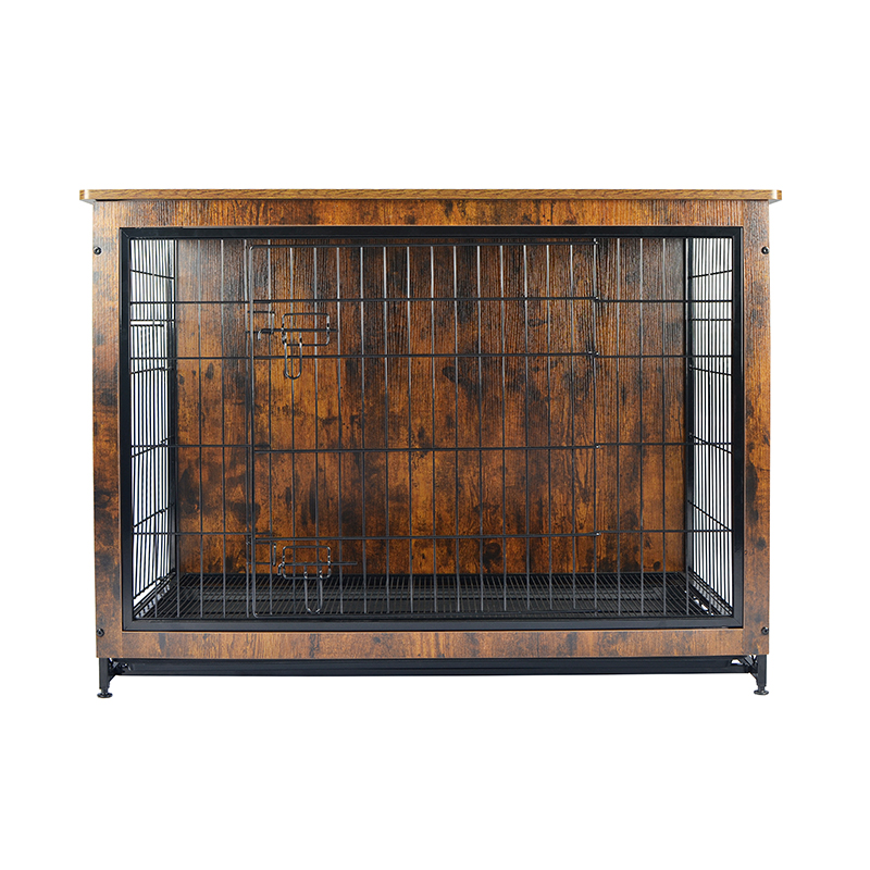 ইনডোর কাঠের আসবাবের স্টাইল ধাতব কুকুর খাঁচা