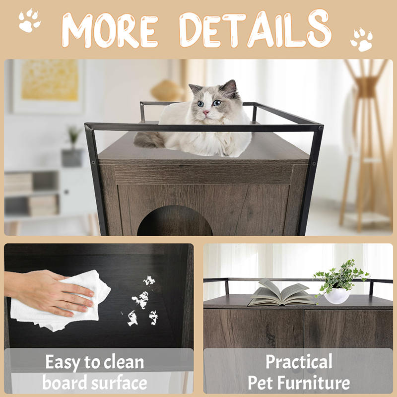 Indoor Litter Cabinet with Divider Furniture Style Cats Cage Side Table Indoor Litter Cabinet with Divider Furniture Style Cats Cage Side Table