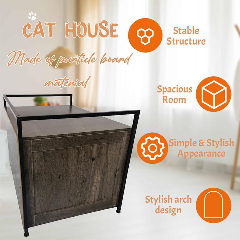 Indoor Litter Cabinet with Divider Furniture Style Cats Cage Side Table Indoor Litter Cabinet with Divider Furniture Style Cats Cage Side Table