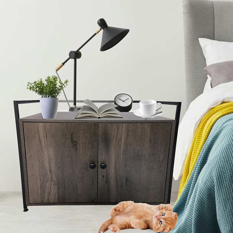 Indoor Litter Cabinet with Divider Furniture Style Cats Cage Side Table Indoor Litter Cabinet with Divider Furniture Style Cats Cage Side Table