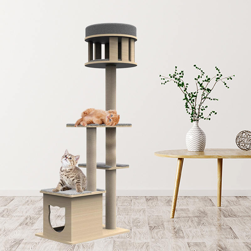 আরোহণের সিসাল স্ক্র্যাচিং পোস্ট বিড়াল গাছের সাথে ইনডোর কাঠের টাওয়ার আরোহণের সিসাল স্ক্র্যাচিং পোস্ট বিড়াল গাছের সাথে ইনডোর কাঠের টাওয়ার