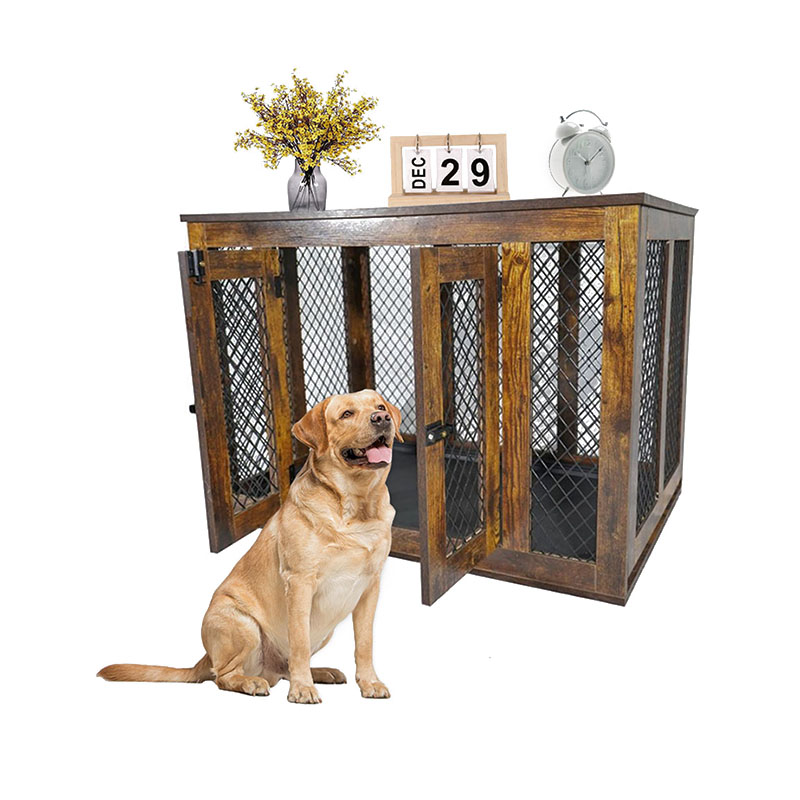 ইনডোর ফার্নিচার স্টাইল কাঠের ধাতব বড় কুকুরের খাঁচা ইনডোর ফার্নিচার স্টাইল কাঠের ধাতব বড় কুকুরের খাঁচা