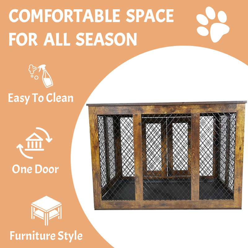 ইনডোর ফার্নিচার স্টাইল কাঠের ধাতব বড় কুকুরের খাঁচা ইনডোর ফার্নিচার স্টাইল কাঠের ধাতব বড় কুকুরের খাঁচা