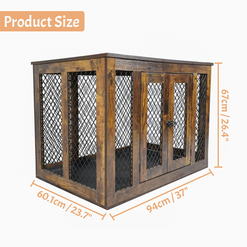 ইনডোর ফার্নিচার স্টাইল কাঠের ধাতব বড় কুকুরের খাঁচা ইনডোর ফার্নিচার স্টাইল কাঠের ধাতব বড় কুকুরের খাঁচা