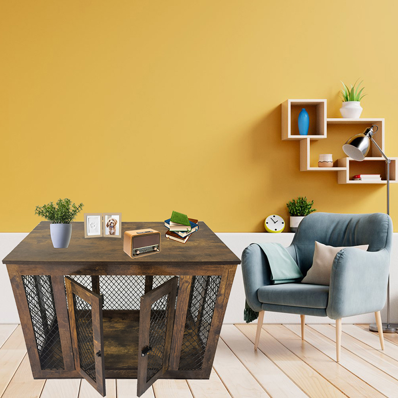 ইনডোর ফার্নিচার স্টাইল কাঠের ধাতব বড় কুকুরের খাঁচা ইনডোর ফার্নিচার স্টাইল কাঠের ধাতব বড় কুকুরের খাঁচা