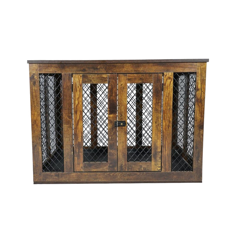 ইনডোর ফার্নিচার স্টাইল কাঠের ধাতব বড় কুকুরের খাঁচা