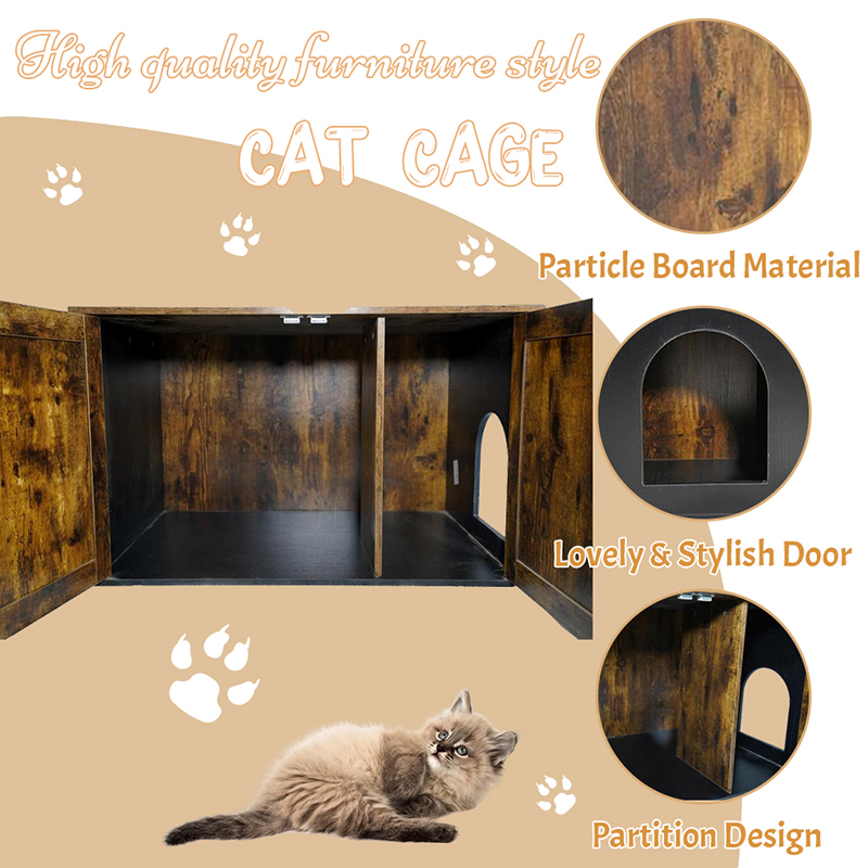 ডিভাইডার লিটার ক্যাবিনেটের সাথে ইনডোর ফার্নিচার বিড়ালদের খাঁচা ডিভাইডার লিটার ক্যাবিনেটের সাথে ইনডোর ফার্নিচার বিড়ালদের খাঁচা