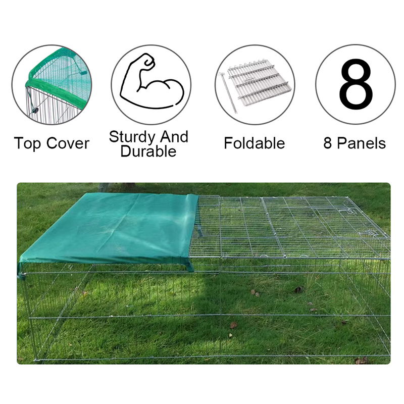 শীর্ষ কভার সহ ভাঁজযোগ্য তারের বহিরঙ্গন ধাতু কুকুর প্লেপেন শীর্ষ কভার সহ ভাঁজযোগ্য তারের বহিরঙ্গন ধাতু কুকুর প্লেপেন