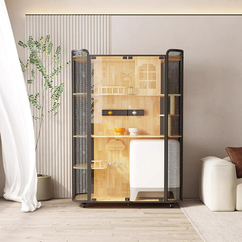 রাবার কাঠের বিড়াল হাউস ক্যাবিনেট প্যানোরামিক ভিলা খাঁচা রাবার কাঠের বিড়াল হাউস ক্যাবিনেট প্যানোরামিক ভিলা খাঁচা