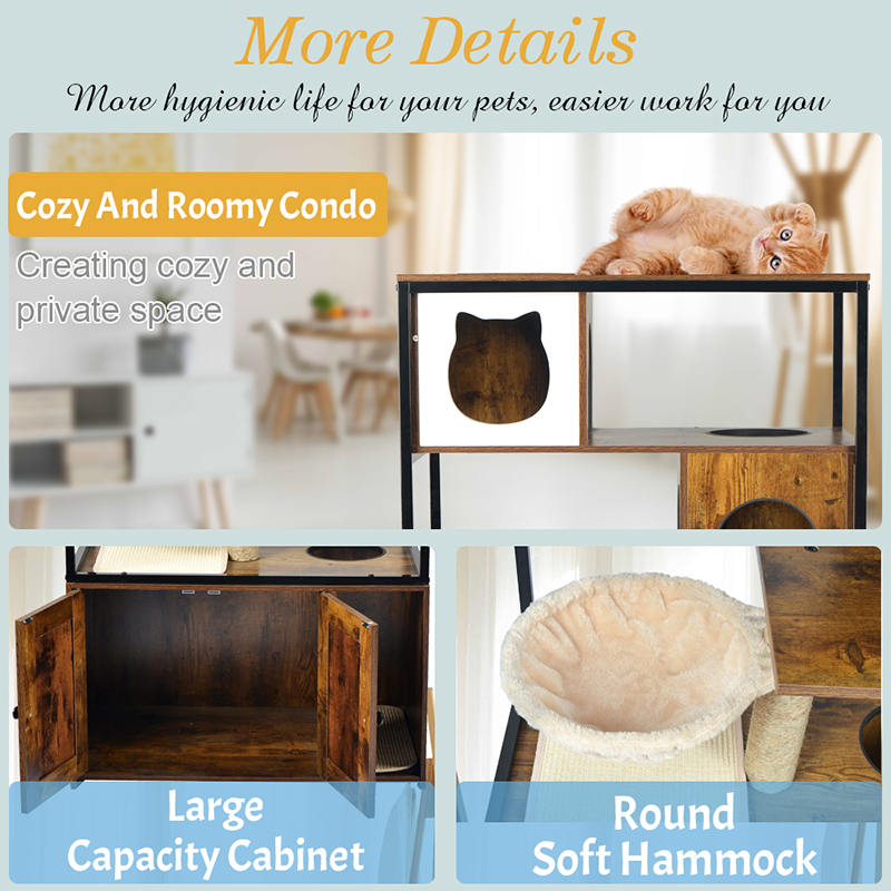 হ্যামক এবং লিটার মন্ত্রিসভা সহ ইনডোর বিড়াল টাওয়ার কনডো বিড়াল গাছ হ্যামক এবং লিটার মন্ত্রিসভা সহ ইনডোর বিড়াল টাওয়ার কনডো বিড়াল গাছ