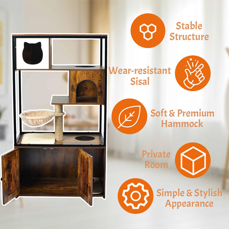 হ্যামক এবং লিটার মন্ত্রিসভা সহ ইনডোর বিড়াল টাওয়ার কনডো বিড়াল গাছ হ্যামক এবং লিটার মন্ত্রিসভা সহ ইনডোর বিড়াল টাওয়ার কনডো বিড়াল গাছ