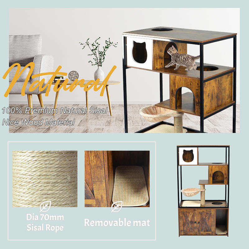 হ্যামক এবং লিটার মন্ত্রিসভা সহ ইনডোর বিড়াল টাওয়ার কনডো বিড়াল গাছ হ্যামক এবং লিটার মন্ত্রিসভা সহ ইনডোর বিড়াল টাওয়ার কনডো বিড়াল গাছ