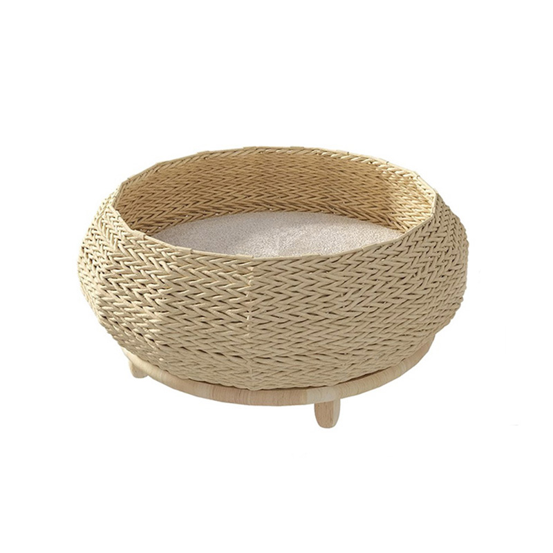 হস্তনির্মিত প্রাকৃতিক ক্রাফ্ট পেপার নেস্ট বোনা বিড়াল কুকুর বিছানা